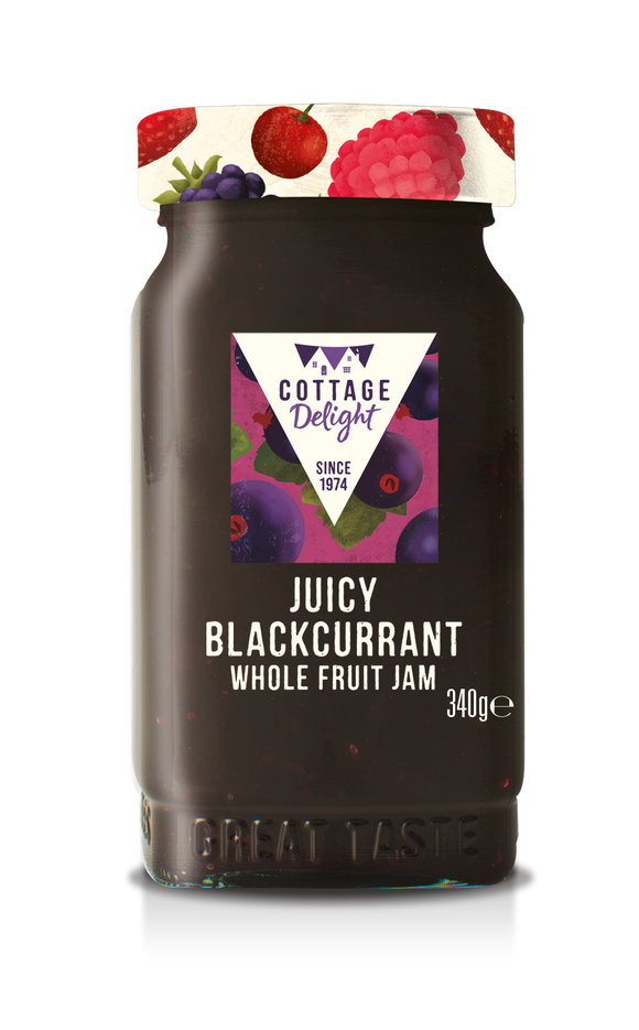 Cottage Delight - Juicy Blackcurrant Whole Fruit Jam - 340g