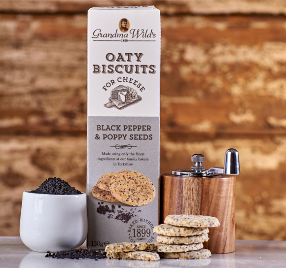 Grandma Wild's Savoury Biscuits for Cheese with Black Pepper & Poppy seeds - 130g