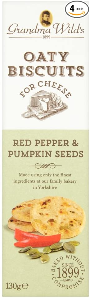 Grandma Wild's Savoury Biscuits for Cheese with Red Pepper & Pumpkin Seeds - 130g