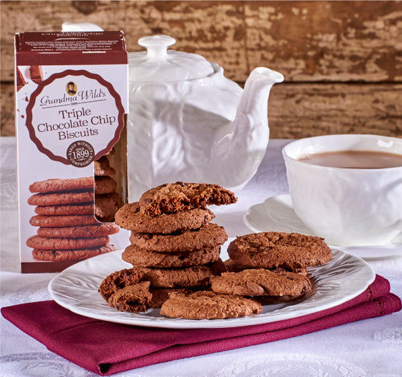 Triple Chocolate Chip Biscuits - Grandma Wild's (150g)