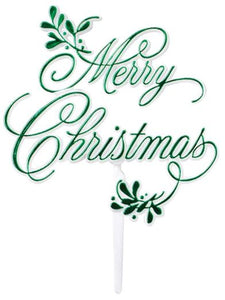 "Merry Christmas" Cake Decoration (Red or Green)