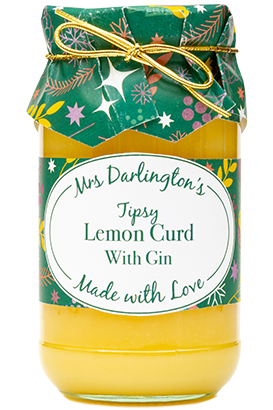 Mrs Darlington's Tipsy Lemon Curd with Gin - Christmas Gold Tie